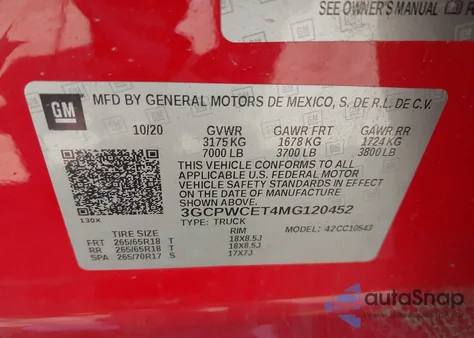 2021 Chevrolet Silverado 1500 2Wd Short Bed Lt z USA, uszkodzony, nr VIN 3GCPWCET4MG120452